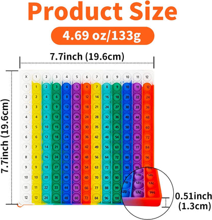 12x12 Multiplication Pop Board - Interactive Math Learning Toy for Kids, Poppable Bubble Sensory STEM Tool, Classroom & Homeschool Multiplication Chart, Stress Relief Game, CPC Certified
