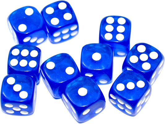 SmartDealsPro 10-Pack D6 Six Sided 16mm Transparent Dice Die for DND, MTG, RPG, Tenzi, Yahtze, Bunco, Table Borad Games, Math Teaching