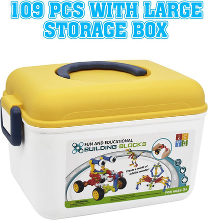 Huaker Stem Building Toys for 3 4 5 6 7 8 Year Old Boys Girls Kids,180 Pieces Building Blocks Educational Learning Toys with Large Storage Box,Ideal Christmas Birthday Gifts