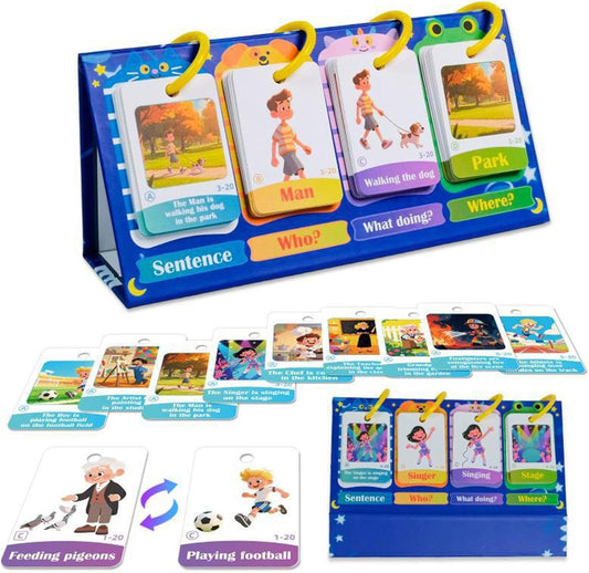 DYNWAVE Kids Sentence Building Flip Chart Kids Sentence Game Easy to Assemble Learning Homeschool Supplies Practical Educational Tool