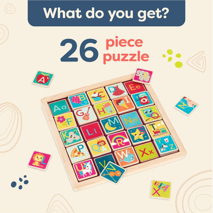 B. toys - Magnetic Alphabetic - Double-Sided Puzzle & Chalkboard - 26 Magnetic Letter-Pieces - 2-in-1 Puzzle for Kids - 3 Years +