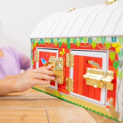 Melissa & Doug Latches Barn Toy Sensory Activity, Doors and Locks Toy, Farm Animals, for Kids Ages 3+