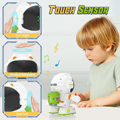 KaeKid Astronaut Robots for Kids, Smart Talking Robotic with Touch Sensor, Voice Control, Speech Recognition, Sing, Dance, Repeat and Record, Rechargeable Robot Toy for 3-8 Year Old Boys Girls