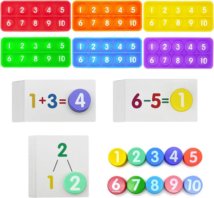 1-20 Ten Frame Pop Board, 6PACK Fidgets for Classroom, Quiet Sensory Toys Bubble Poppers, Pop for Counting Math, Focus Tools for Kids, Montessori Educational Toy Gift for Kindergarten