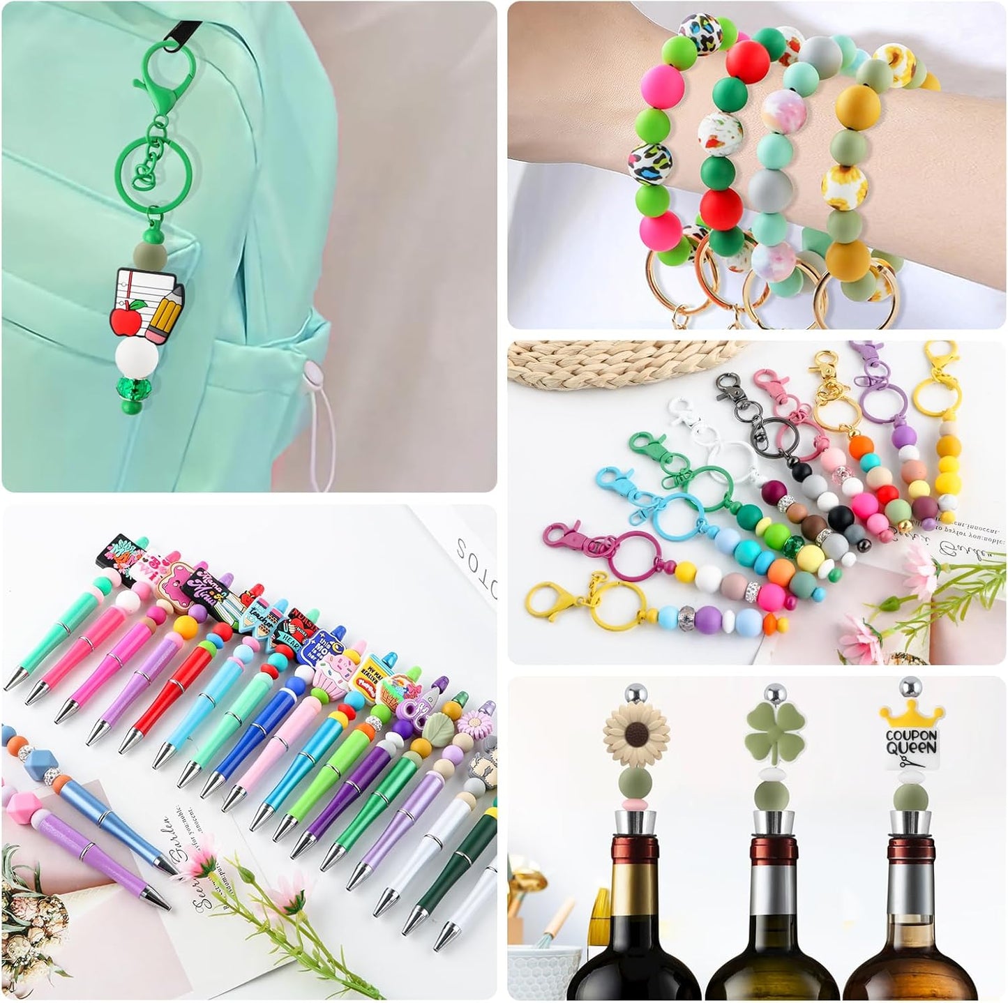 65Pcs 19mm Silicone Beads for Keychain Making Bracelet Necklace, Bulk Round Silicone Beads for Pens（Christmas Green） - Colors B