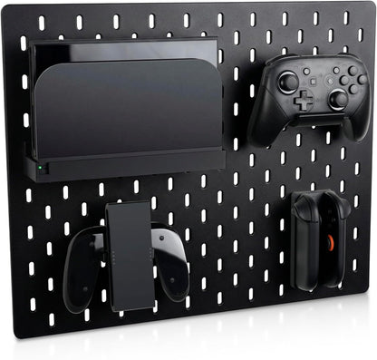 Pegboard Storage Set compatible with Switch 2, Switch Pro/PRO 2 controller stand and Console Dock stand, Joycon Holder for SKADIS | 4PCS | Black