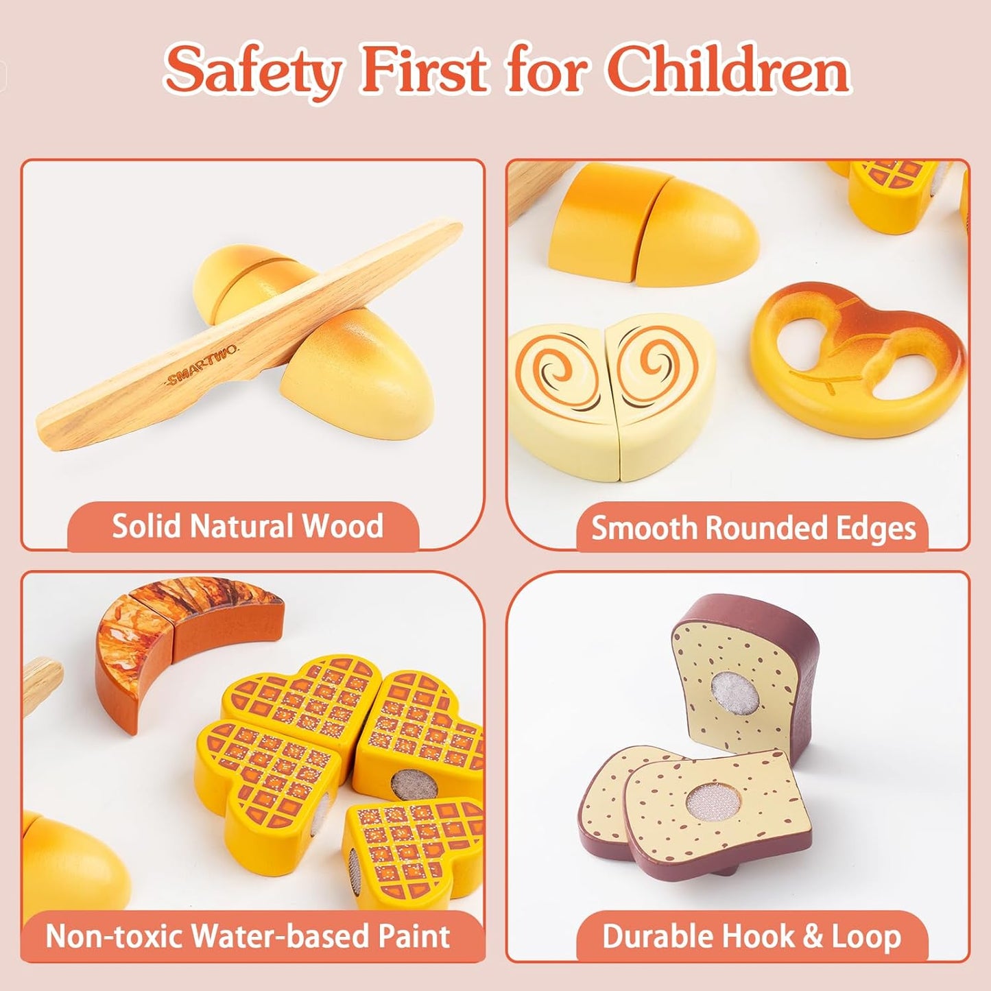 Wooden Play Food Toys for Toddler,Kids Baking Cutting Game Set,Children Kitchen Bakery Pretend Play,Early Educational Toy Gift for Boys Girls