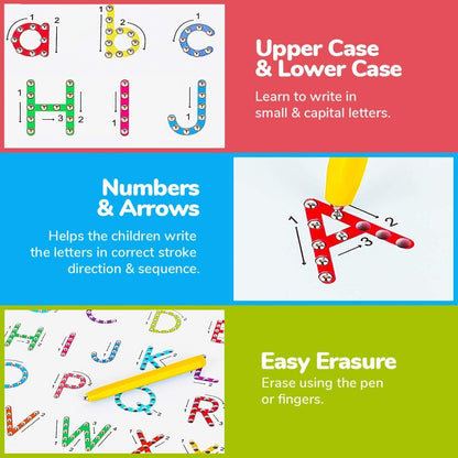CozyBomB™ Double Sided Magnetic Letter Board - 2 in 1 Alphabet Magnets Tracing Board for Toddlers ABC Letters Uppercase & Lowercase Practicing Gifts for Boys Girls Birthdays Christmas Holidays