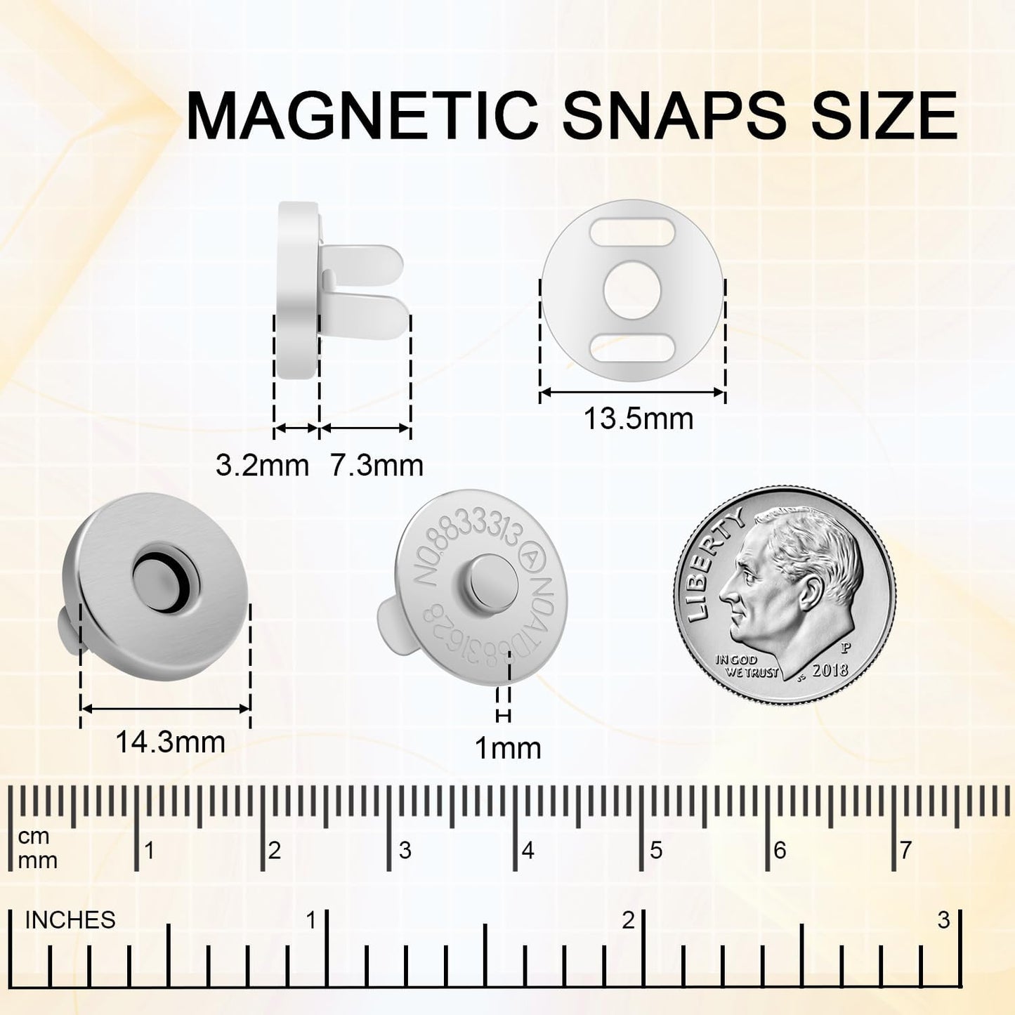 CooBigo 24Sets Magnetic Snaps for Purse Closures 18mm Magnetic Fastener Replacement Kit Magnetic Snaps for Purses and Totes Clothing Bag DIY Craft (Silver)
