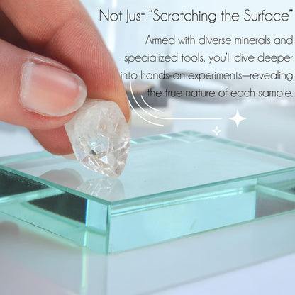 Eisco - Mineral Test Kit with 9 Raw Mineral Samples and Testing Tools - Includes Streak Plate, Magnet, Hand Lens, and More - Classroom and Field Geology Identification Kit