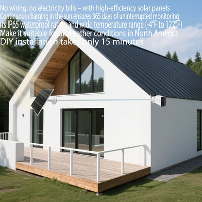 5W Solar Panel Designed specifically for Outdoor Security Cameras IP65 Waterproof Rating Equipped with a 9.8-Foot Cable (Supports USB-C/Micro USB/DC 3.5 x 1.35 mm connectors)