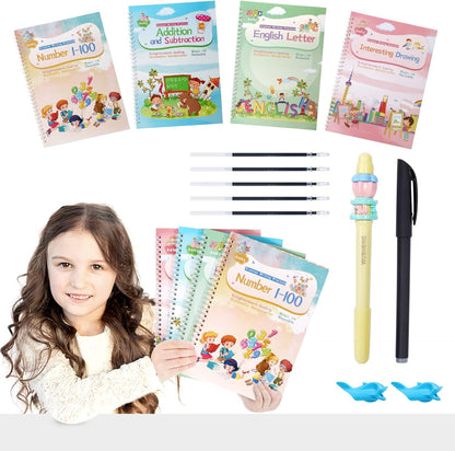 CosyCorner Magical Handwriting Workbooks Handwriting Practice Magic Copybook, Handwriting Aid Magic Pen Reusable Copybook Grooves Template Design for Children (6)