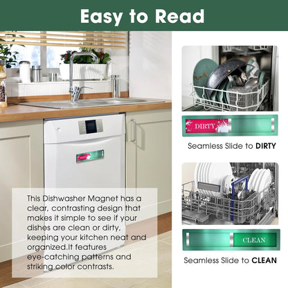 Clean Dirty Magnet for Dishwasher, Premium Stainless Steel, Dirty/Clean Speckled Design, Durable Magnet & Clear Indicators with Extra Tape (Silvery-Gray-01)