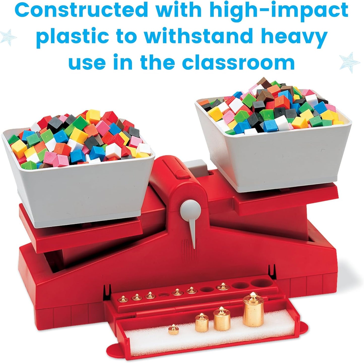 hand2mind Precision School Balance Weighted Balance, School Weight Scale for Kids, Balance Scale for Classroom, Primary Balance Scale, Math Manipulatives Middle School, Student Math Balance