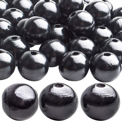 Aylifu Round Wooden Beads, 50 pcs 25mm Natural Unfinished Wooden Spacers for DIY Crafts Jewelry Making, White, Hole: 5mm