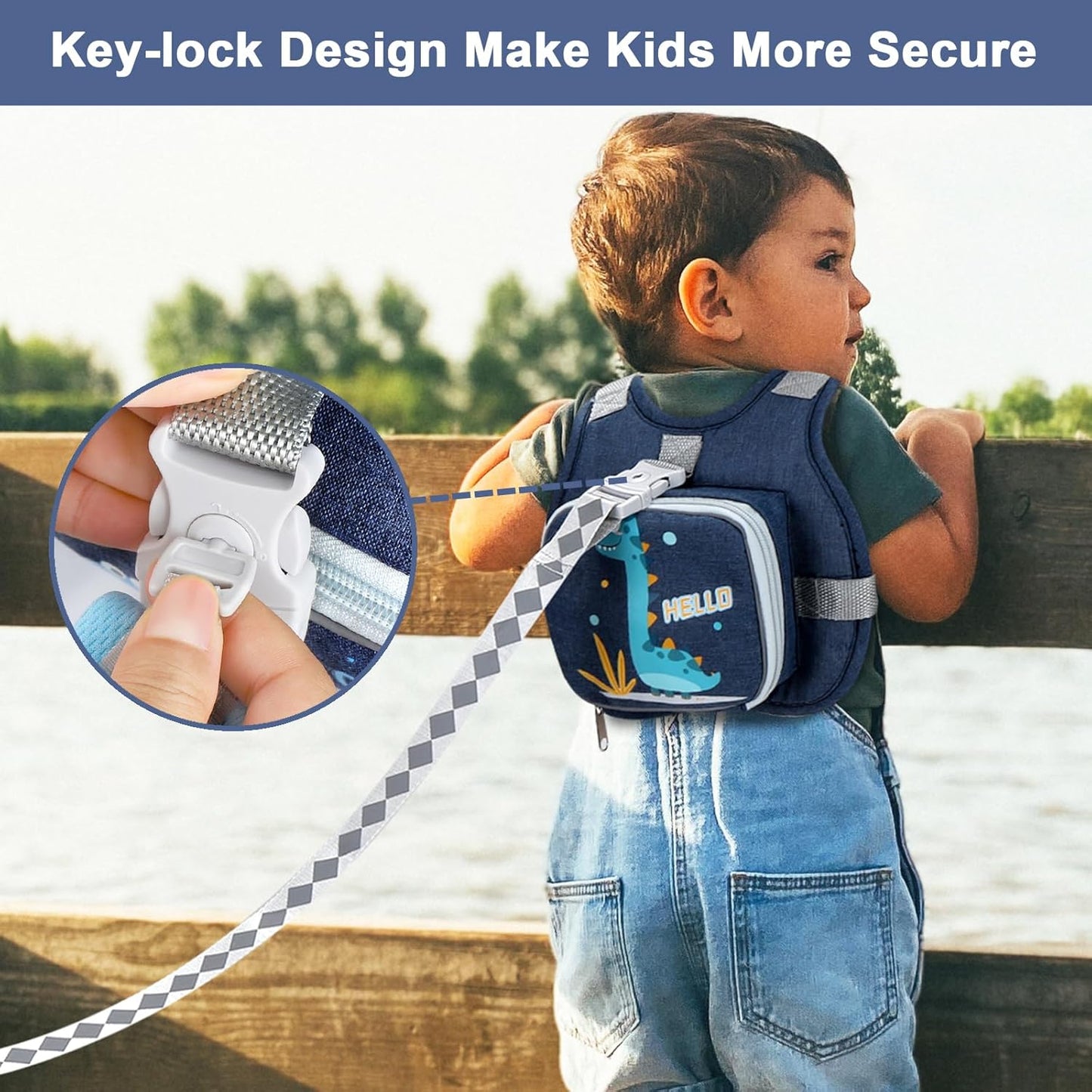 Accmor Toddler Harness Leash + Reflective Anti Lost Wrist Link, Cute Car Kids Back Pack with Hand Strap Collapsible Child Walking Restraint Belt Tether Hold Baby Boys Close for Outdoor Travel