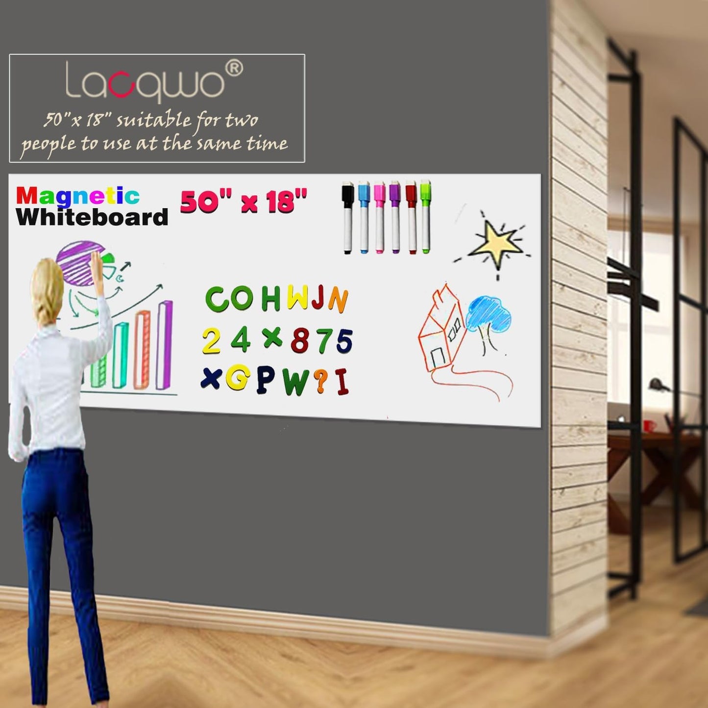 Magnetic Whiteboard Wall Arch Decal 39.3"x17.5" Adhesive Magnetic Dry Erase White Board Sticker with 36 Magnet Letter Removable Contact Paper Peel and Stick Whiteboard Wallpaper Roll