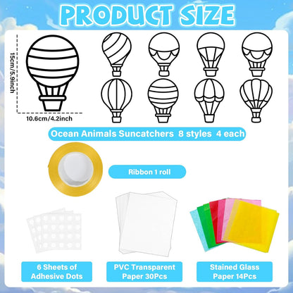 32 Sets Outer Space Suncatchers Craft Kit DIY Window Stained Glass Effect Planet Astronaut Alien Paper Crafts Home School Classroom Decoration Kid Birthday Gift Creative Art Project Activity Game - Colors A