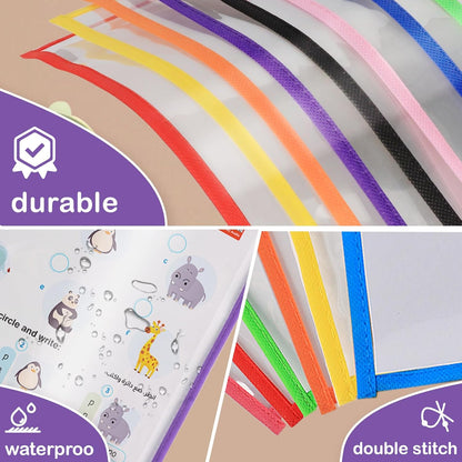 Ufmarine Job Ticket Holders, 6 Pcs Dry Erase Pockets Colorful (10" * 13"), Reusable Plastic Sleeves