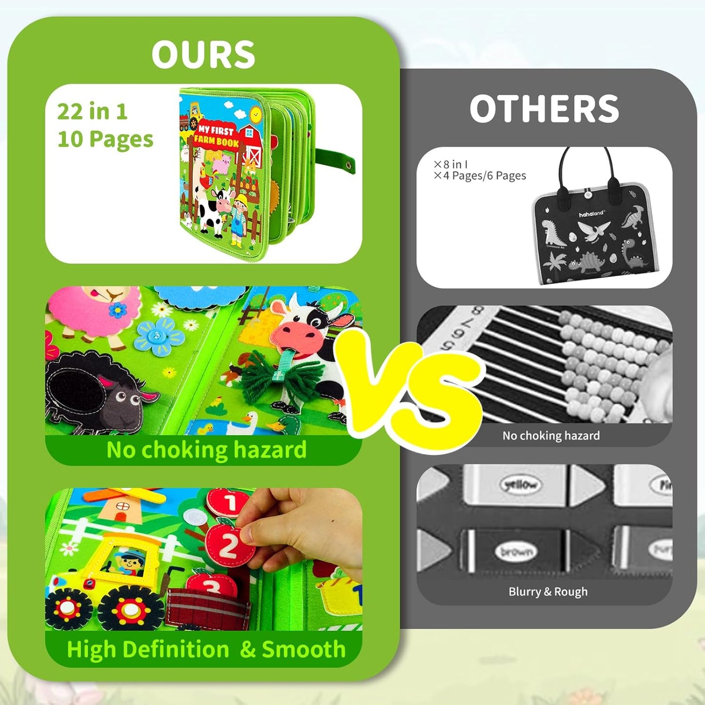 Farm Busy Book for Toddlers 1-3, Busy Board Montessori Toys for 1 Year Old Boys Girls Gifts, Educational Quiet Activity Book with Life Skills, Sensory Toys for Toddlers Baby