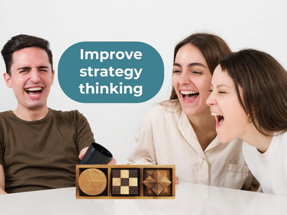 BSIRI 16 in 1 Wooden Brain Teaser Puzzles for Adults and Teens or Kids Interlocking 3D Mini Wood Mind Games Hand Puzzle Teasers Set Toys Coffee Table Games Gift