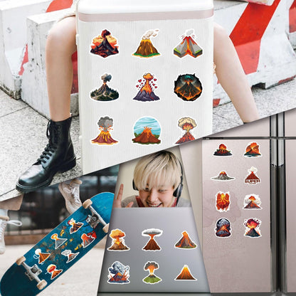 54 Pcs Volcano Stickers Pack for Kids Teens Adults, Volcanic Eruption Vinyl Waterproof Stickers and Decals for Water Bottles Skateboard Car Bike Phone Case Laptop, Volcano Birthday Party Favors
