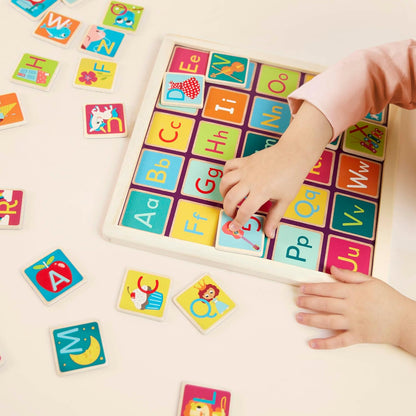 B. toys - Magnetic Alphabetic - Double-Sided Puzzle & Chalkboard - 26 Magnetic Letter-Pieces - 2-in-1 Puzzle for Kids - 3 Years +