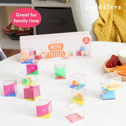 THE TWIDDLERS 12 Pack Brain Teaser Puzzle Cubes, Kids Party Favors - Assorted Difficulty Levels, Christmas Goodie Bag Fillers, Birthday Party Toys, Educational Classroom Prizes, Gifts for Boys Girls