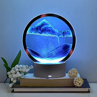 Moving Sand Art Picture Round Glass 3D Deep Sea Sandscape in Motion Display Flowing Sand Frame, Large Desktop Art Toys, Home & Office Desktop Decorations(Black, RC-Crotrol)