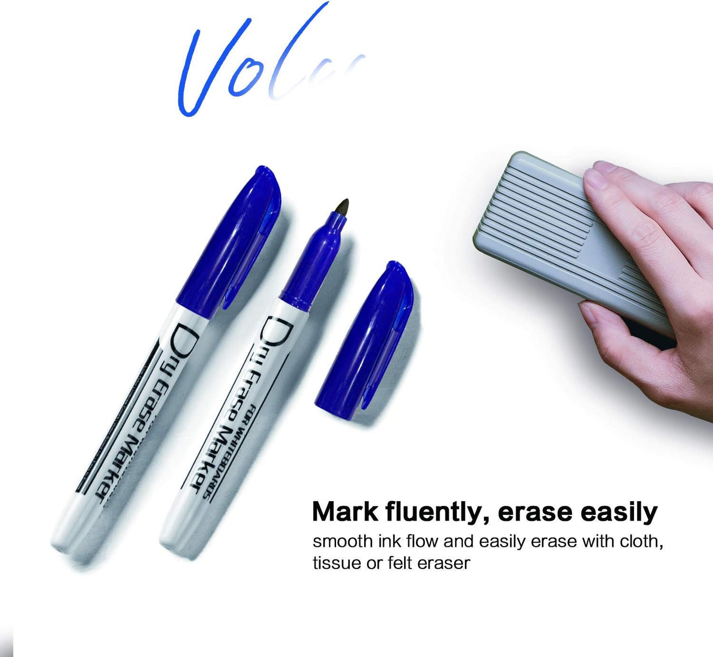 Volcanics Black Dry Erase Markers Low Odor Fine Whiteboard Markers Thin Box of 12