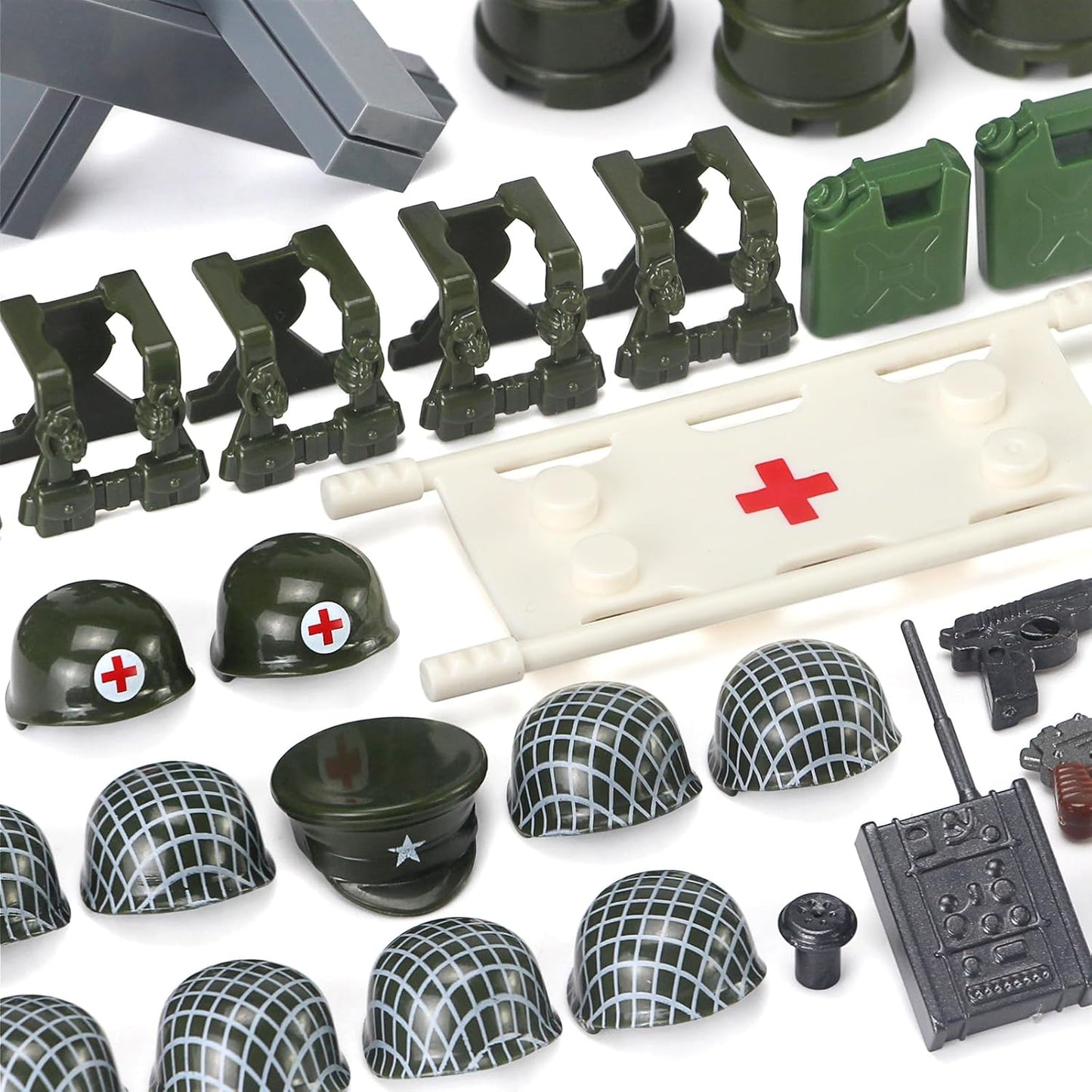 Feleph WW2 Military Vehicles Weapons Pack 282 Pieces US Army Building Block Toy Set WWII Car Tricycle Gear Helmets Vests Tools Bricks Model Compatible with Soldier Figures for Ages 6 and Up