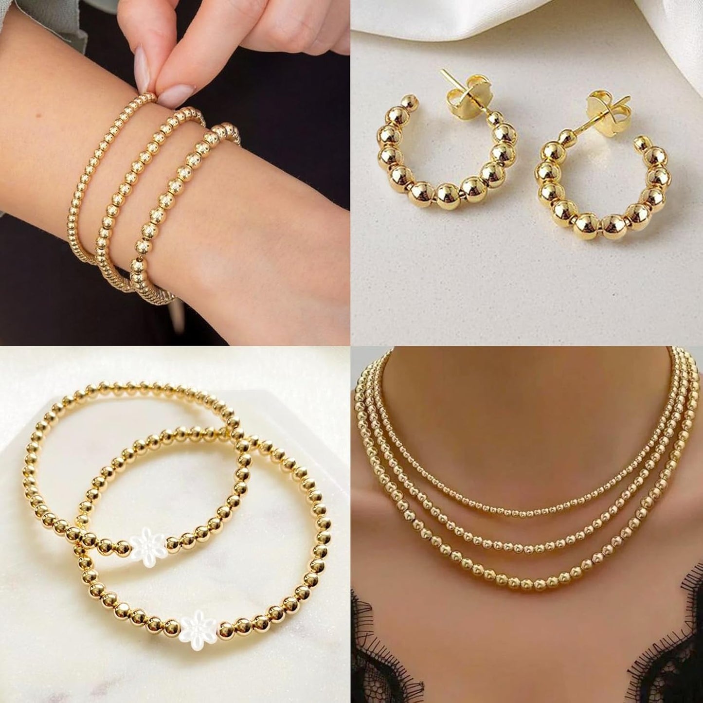 Hpebl 2136PCS Beads for Bracelets Pearl Bracelet Making Kit Friendship Bracelet Kits Bracelet Bead Kits Small Pearl Bead and Gold Beads Beading Kit for Bracelets Jewelry Making Kit