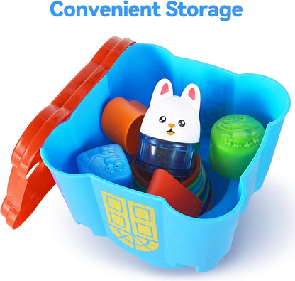 iPlay, iLearn Baby Stacking Toys, Toddler Nesting Stack Cups, Infant Stackable Block, Kids Sorting Game W/Shape Sorter for Sand Bath, Birthday Gift for 12 18 24 Month 1 2 3 Year Old Boys Girls