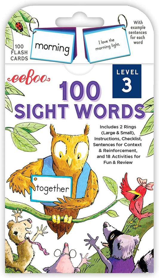 eeBoo: 100 Sight Words Level 3 Educational Flash Cards, Important Tool for Early Reading, Introduces Words in Color-Coded Sets, Educational Game That Stimulates Learning