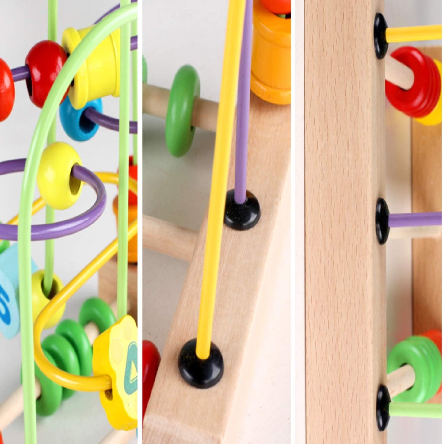 Wondertoys Bead Maze Toy for Kids Wooden Colorful Abacus Roller Coaster Educational Circle Toys Bead Maze Activity Cube Sensory Toys for Children