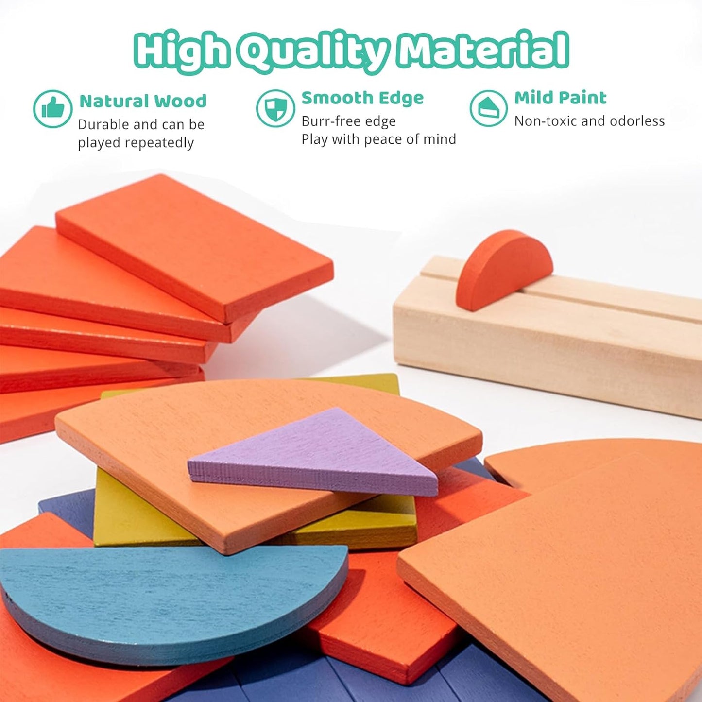 Wooden Shape Puzzles for Toddlers 3+ Years Old，Wooden Pattern Blocks Set Montessori Toys, Back to School, Preschool Education Activity STEM Gift for 3 4 5 Years Old Kids (100 PCS)