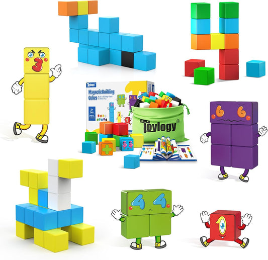 48PCS Magnetic Blocks for Toddlers Outdoor Toys, Large Magnetic Cube Toy for Sensory Montessori Education Preschool Magnet Toys for 3 4 5 6 Year Old Boys and Girls
