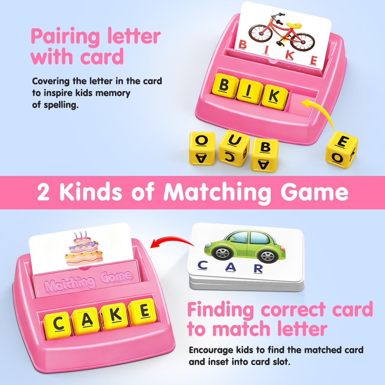 Matching Letter Game for 3 4 5 Year Old Girls Gifts, ABC Learning Toys for Kids Age 3-5, Educational Spelling Games Toys for Toddler Age 4-8, Preschool Birthday Gifts for 2 3 4 5 Year Old Boys Girls