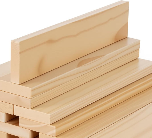Premium 300 Pcs Natural Wooden Building Blocks for Kids Ages 3-12,Pine STEM Construction Toy - Open-Ended Classic Building Blocks Set for Castles, Bridges & Towers, Educational Learning Gift (4.7 in)