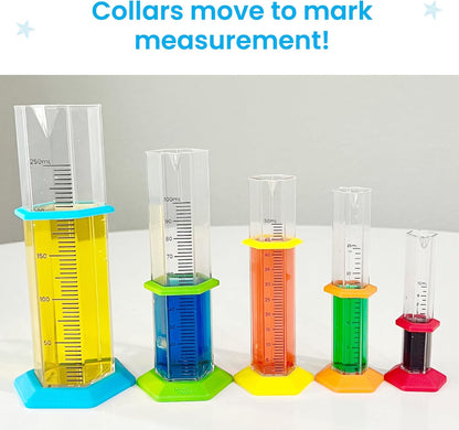 Hand2mind Starter Science Graduated Cylinder Set, Science Lab Equipment for Kids, Measuring Toys, Educational Science Kits, Chemistry Set, Science Supplies for Classroom (Set of 5)