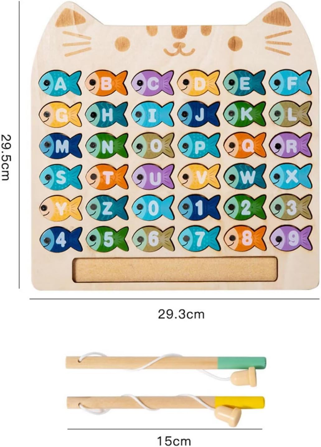 Magnetic Fishing Game for Toddlers, Wooden Alphabet Puzzle Maze Board, Preschool ABC Uppercase Lowercase Letter Matching Game, Montessori Educational Fine Motor Skill Toy for Boy Girl Kids