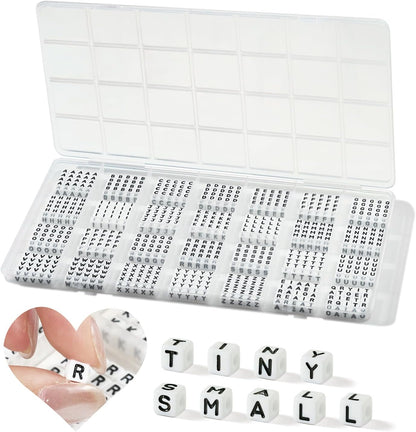 DoDoBeads 1270 Pcs Letter Beads Kit, White and Colorful Square Acrylic Alphabet Beads with Extra Vowels, Numbers & Spacers, Perfect for Friendship Bracelets