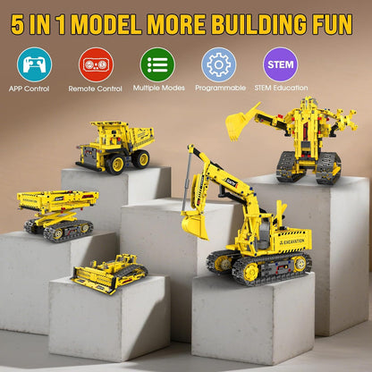 5-in-1 STEM Robotics Kits, 550 PCS Science Kits Building Blocks RC Robot Sets, App & Remote Control, Educational Toys for Kids Age 6 7 9 10 11 13 14+, DIY Gift for Boys & Girls