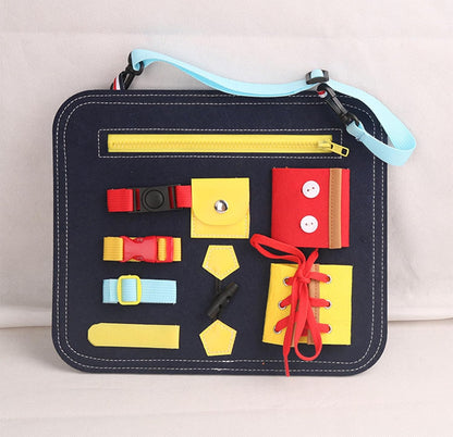 Montessori Felt Busy Board, Portable Sensory Toy, Fine Motor Skills & Life Skills Learning Board,Model a