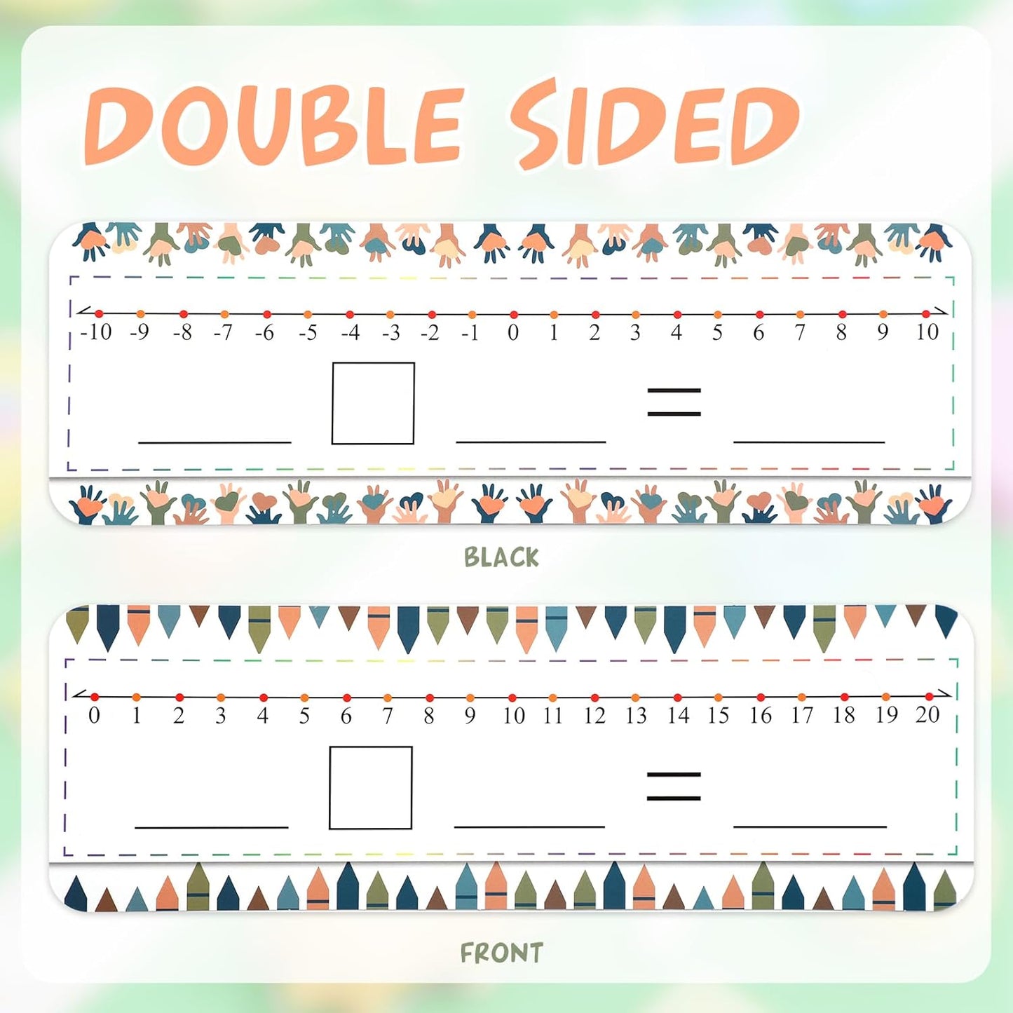 40 Packs Number Line Dry Erase Boards Cards, Double Sided Writable and Erasable Board Card Featuring -10-10 Number Line On One Side 0-20 On The Other, Classroom Must Haves Boards for Students