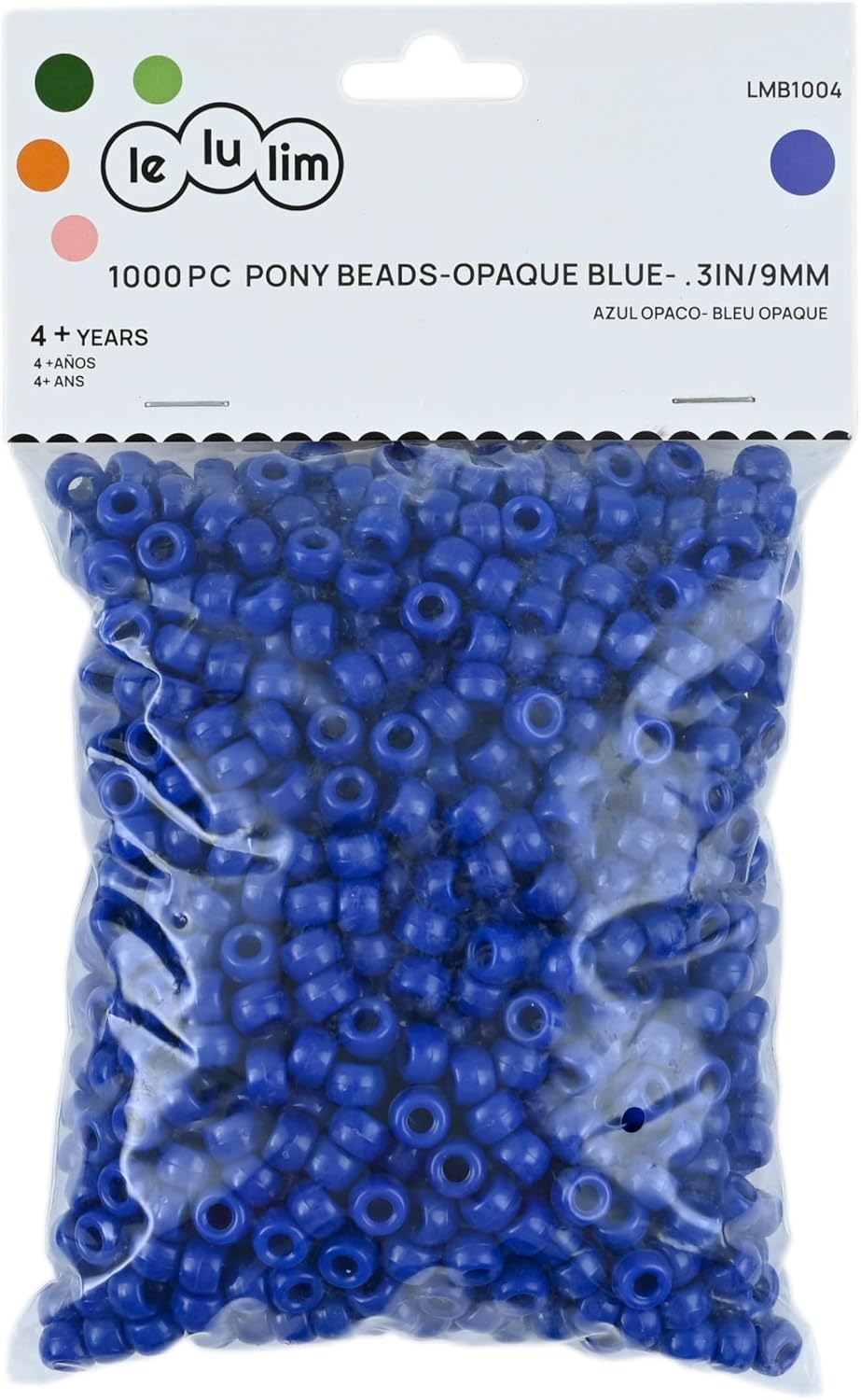 lelulim™ 1000 PC Pony Beads Opaque Black 3IN / 9mm Diameter. (Black)