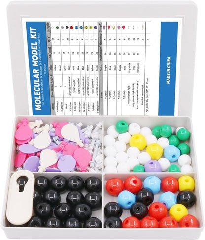 Swpeet 125 Pcs Molecular Model Kit for Inorganic & Organic Molecular Model Teacher and 16 Years and Over Student Kit - 54 Atoms & 70 Links & 1 Short Link Remover Tool - Science Toys
