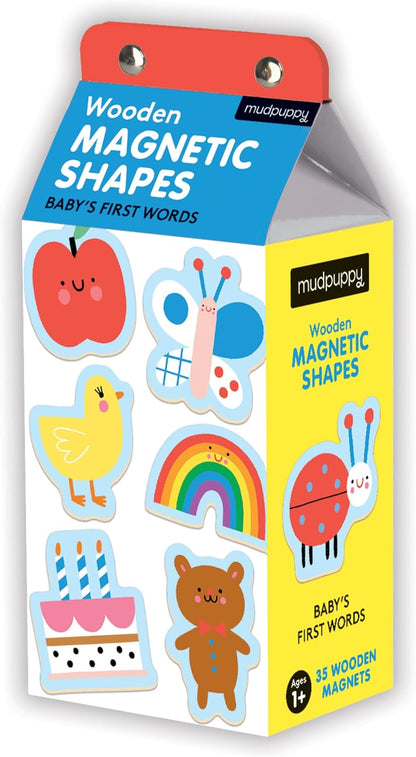 Mudpuppy Baby's First Words – Wooden Magnetic Shapes Featuring Adorable Everyday Objects for Children Ages 1 and Up