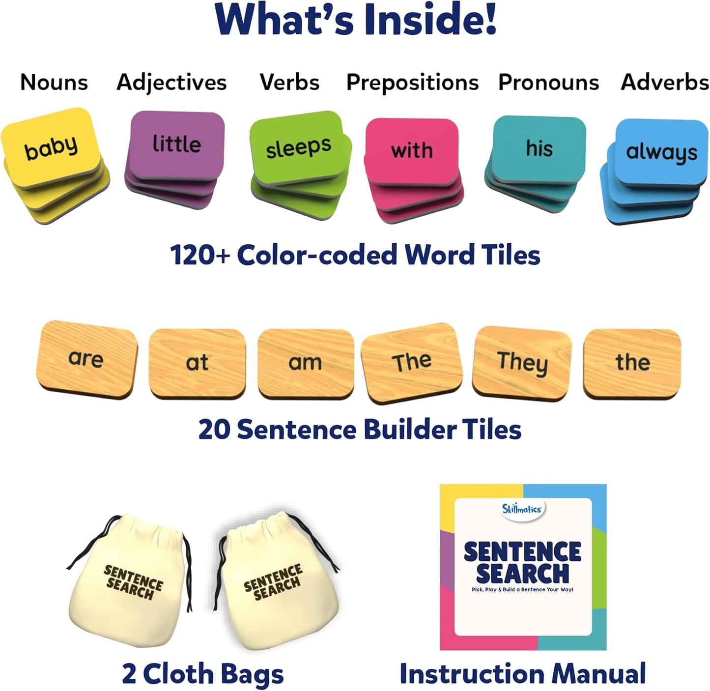 Skillmatics Wordables Level 1 & Sentence Search Bundle, Learning Toys, Screen-Free Language Game, Educational Gifts for Ages 5, 6, 7, 8, 9 & Up