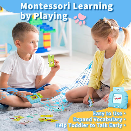 Aullsaty Talking Flash Cards for Toddlers 1-3, Upgraded 248 Sight Words Montessori Speech Therapy Toy, Autism Sensory Educational Learning Toys, Birthday Gifts for Boys Girls (Pink)